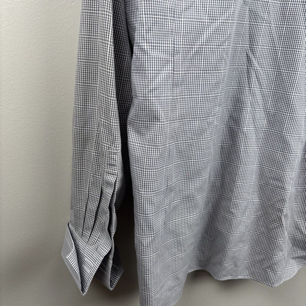 Charles Tyrwhitt Shirt Men 17-43” FRENCH CUFFS Extra Slim Fit Gray Tattersall LS - Picture 10 of 10